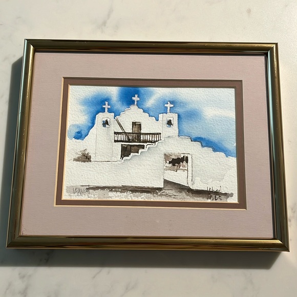 Mark Vranesh original watercolor painting southwest adobe mission